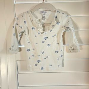 Nellapima Star Print Henley Shirt White Blue Size 12-18 months